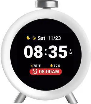 ChronoSense Alarm Clock for Bedroom Temperature Humidity, 7-Day Programmable 4 Alarms, 100dB Loud Gradual Alarm Clock Heavy Sleeper, IPS Screen Animation, Hourly Chime, White Noise