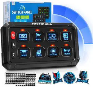 8 Gang Switch Panel P1S B08X High Power Multifunction Pulse/Strobe/Momentary/Toggle Switch Panel with Circuit Control Fuse Box for Truck SUV Offroad Marine Camper Blue,2 Years Warranty