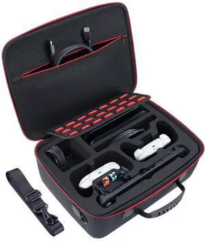 Hard Case Compatible with Nintendo Switch 2 (2025), Protective Travel Bag for Switch 2 Console, Dock, Up to 2 Pro Controllers, Joy-Con Grip, Power Adapter, 21 Games and Cables