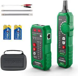 TLP-900AR Network Cable Tester, RJ11 RJ45, for CAT5/6/POE/STP, Multi-function Cable Tracer with Pairing, Continuity, QC&NCV, Suitable for Ethernet, Telephone, Wire maintenance and sorting-Green