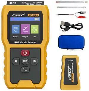PoE Cable Tester Support IEEE 802.3af/at/bt, Network Cable Tester with Port Flash, Cable Length Measurement, Continuity Test, Power Load Test, 1500mAh Battery