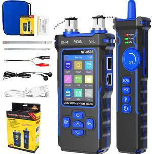 NF-8508 Network Cable Tester with Optical Power Meter 10mw Visual Fault Locator,POE/NCV/RJ11 RJ45/CAT5 CAT6 Cable Toner Ethernet Tester,Length Measurement,Fiber Find Fault Test Phone Line Tracer