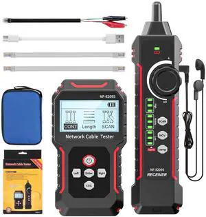 RJ45 Network Cable Tester and Tracer,  NF-8209S Ethernet Cable Tester Wire Tracer with NCV & Lamp for CAT5 CAT6 CAT6a - Cont/Length Measurement/SCAN/Flash/QC/NCV/POE Tester