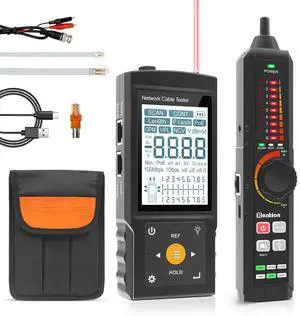 Multifunction RJ45 Network Caber Tester,Cable Tracer,Rechargeable Wire Tester,UTP Conntinue and Plug Fault Test,Cable Length,VFL,OPM,IEEE 802.3bt/af/at and Non-standard POE Detect,Port Flashing,PD,NCV