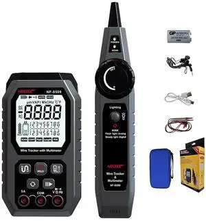 Network Cable Tester with Multimeter Tester, NCV Anti-Burn AC DC Voltmeter, POE Tester, Anti-Jamming TDR Network Tester, RJ45 CAT5 CAT6 Ethernet Cable Tester with Port Flashing and Cable Toner