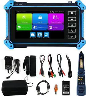 IP Camera Tester with PoE,  CCTV Camera Tester CVI TVI AHD Analog 4K IP Camera Tester 5.4inch Touchscreen Cable Tracer RJ45 Cable TDR Tester RS485 HDMI in VGA in (IPC-5100C Plus)