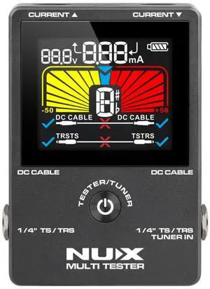 NMT-1 4-in-1 Rechargeable Compact Multi-Tester with Large and Intuitive Display, Featuring Patch Cable Tester, DC Cable Tester, Pedal Current, Voltage Meter, and Tuner Functions