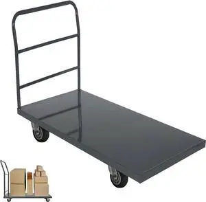 Heavy Duty Platform Truck Moving Flatbed Cart, 24"x48"Push Dolly, 2000 LBS Dolly Cart Flatform with Wheels and Handle, Steel Flatbed Cart for Luggage Moving, Shopping