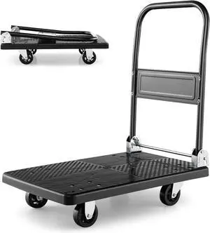 Folding Platform Truck, Push Cart Dolly with 360° Swivel Wheels & 440lb Weight Capacity, Moving Hand Truck, Foldable Flatbed Cart, Push Cart Dolly for Loading and Easy Storage (28" x 19")