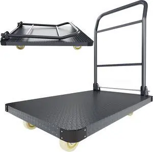 Platform Truck Foldable Flatbed Cart 36" L x 24" W Push Cart Dolly Foldable Heavy Duty Platform Cart, 2000 lbs Capacity Hand Truck with 360° Swivel Wheels for Easy Movement and Storage