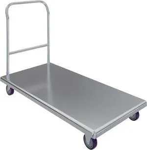 Stainless Steel Platform Cart. 24 in. Wide x 48 in. Long x 32 in. High. Push Dolly Flatbed Cart with Handle.