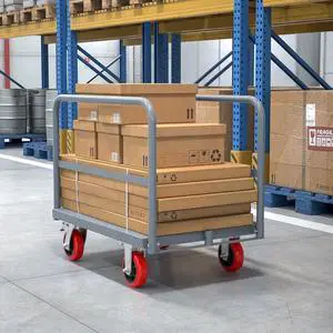 Steel Panel Truck Cart, 36 x 24 Inch Heavy Duty Flatbed Cart with 6 Inch Swivel Caster, Platform Trucks 2000LBS Capacity, Lumber Drywall Mattress Transporting Heavy Loads with 3 Side Handrails