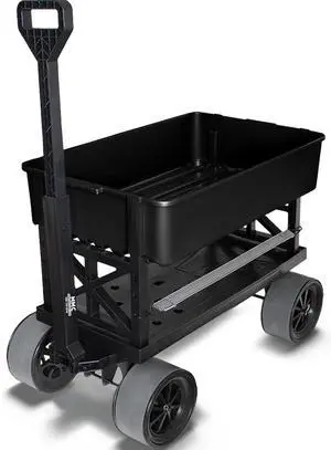 | Collapsible Outdoor Utility Wagon - Heavy-Duty Moving Dolly 250 lb Capacity - Black 2.5 cu.ft Poly Tub