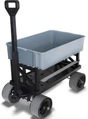| Collapsible Outdoor Utility Wagon - Heavy-Duty Moving Dolly 250 lb Capacity - Silver 2.5 cu.ft Poly Tub | Made in The USA