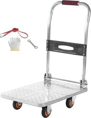 Folding Platform Trucks,Rolling Flatbed Cart Dolly For Easy Transportation Heavy Industrial Platform Hand Trucks, Garage Warehouse Moving Truck ,Heavy Duty Platform Trolley With Rubber W(Size:60x40cm)