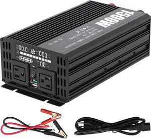 1500W Sump Pump Battery Backup Inverter, Primary Sump Pump Battery Backup System for Emergency and Power Outage, Pure Sine Wave Power Inverter, LCD Display