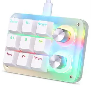9-Key Mechanical Numpad with 2 Programmable Knobs, LED Backlit Macro Gaming Keyboard, Fully Customizable Numeric Keypad for PC