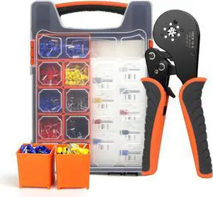 2200PCS Ferrule Crimping Tool Kit  AWG30-5 Self-Adjusting Wire Ferrule Crimper with Wire Ferrules Connectors for Electrical Work, Automotive, and DIY Projects