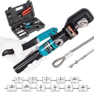 Wire Rope Crimping Tool for Aluminum Crimping Loop Sleeve, Two Barrel Ferrule, Oval Sleeves, 3/64 in to 3/16 in, Stainless steel wire rope Swaging Tool Kit with Wire Rope Cutter