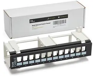 Cat6A Shielded 12-Port Blank Toolless Modular Keystone Patch Panel, Wall Mount with 89D Bracket & Mounting Hardware, High Density, Cat5e & Cat6 Compatible, Black