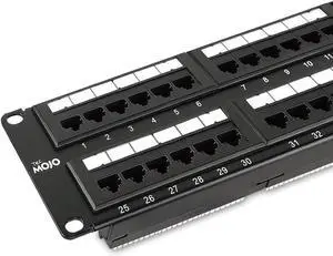48 Port Patch Panel, Cat6 Patch Panel, 2U Patch Panel, Network Patch Panel for 19 inch Rack Mount equipments,10G Support, Unshielded