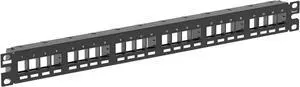 NKPP24FMY Category-6 24-Port Flat Modular Patch Panel, Black