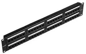 48-Port CAT6 Patch Panel,2U, Black