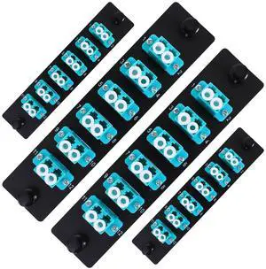 4PCS 6 Duplex 12 Core LC Adapters OM3 Fiber Patch Panel LGX Footprint Loaded 12 Fiber Ports Couplers Enclosure - LC UPC Blue Compatible with Multimode SingleMode |1.25G/10GB OM1-OM3