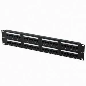 48-Port Cat5E UTP Unshielded Patch Panel for 19-Inch Wallmount Or Rackmount Ethernet Network 2U Black