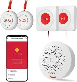 Wireless Caregiver Pager Call Button for Elderly at Home, WiFi Panic Button, Life Alert Systems for Seniors No Monthly Fee