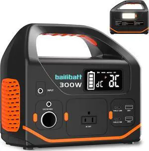Portable Power Station, 266wh Portable Generator Camping Home Use Lithium Battery, Power Station 300W Emergency Backup with 120V Pure Sine Wave AC Outlet