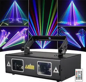 Stage Party Lazer Light 3D RGB Full Color with DMX512, Music Sound & Remote, Great for Club Party Disco Lights Bar Wedding DJ Stage Lighting