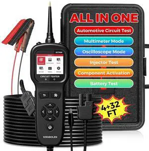 ECT600 Automotive Power Circuit Probe Tester with Battery/Relay/Fuel Inject Test, 12-24V Electrical Short/Open Circuit Finder, AC/DC Voltage,Component Activation, Oscilloscope Display,36FT