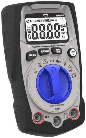 600V True RMS Auto-Ranging Multimeter with Backlight and MAX/MIN; Measures Voltage Current Resistance Capacitance Frequency Temperature; 2-Year Warranty; Professional & DIY Use