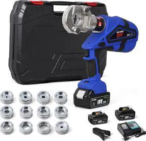 Electric Hydraulic Cable Lug Crimper Pliers Rechargeable Crimping Tool 6 Ton Electrical Terminal Cable Wire Fiber Crimper Kit with 11 Dies (MZ-MKZ-300)