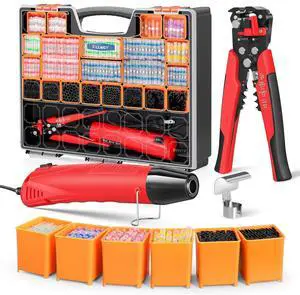 Ultimate All-in-ONE Heat Shrink Solder Seal Wire Connectors Kit  Wire Striper, Heat Gun,  2000PCS Waterproof Solder Stick Butt Connectors, Electrical Wiring Connector Kit for Marine Automotive