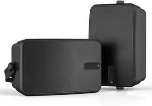 Outdoor Bluetooth Speakers 400w for, Porch, Gazebo, Soffit, Garage, Patio, Entertainment Room. Wall Mount Speaker, Wireless Sync Up to 100 Speakers, IPX5 Waterproof (2 Pcs Black)