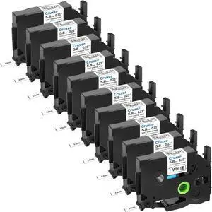 10 Pack Compatible with HSe-211 HSe211 HS211 HS-211 Heat Shrink Tube 5.8mm 0.23'' Black on White Wire Cable Tubing Label Tape for P-Touch PT-E300 PT-H75 PT-H300 PT-E500 PT-H300LI D450 Label Maker