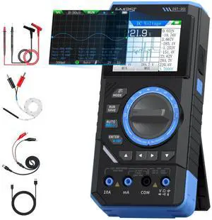 DST-201 3IN1 Digital Multimeter 19999 Counts TRMS, 1MHz Bandwidth Handheld Oscilloscope Multimeter DDS Generator, 5MSa/s Sample Rate, AC/DC Voltage Current Capacitor Resistor Diode Temperature