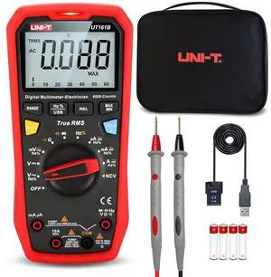 Digital Multimeter UT161B, True RMS 6000 Counts 1000V AC/DC NCV, Measures Voltage Current Resistance Capacitance Frequency Duty Cycle, Tests Diodes Transistors