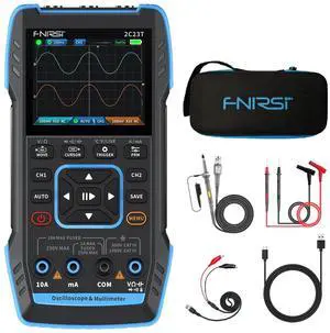 FNRSI 2C23T Upgraded with Carrying CASE 3 in1 Oscilloscope/Multimeter/DDS Signal Generator with 2 Channels, Automotive Oscilloscope 10MHz Bandwidth, 50MSa/s Sampling Rate, 10000 Counts, Voltage