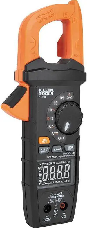 CL710 Pro Digital Clamp Meter with Illuminated Dial, 600A AC/DC Auto-Ranging, TRMS, NCVT, 6000 Count LCD, Measures Current, LOZ, Continuity, Frequency