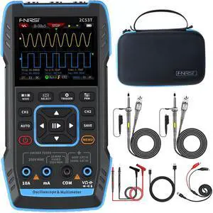2C53T 3-in-1 Handheld oscilloscope multimeter DDS Generator, 2 Channel, 50MHz Bandwidth, 250MSa/s Sampling Rate, 20,000 calculations, Voltage, Current, capacitance, Resistance, 2* P6100 Probes