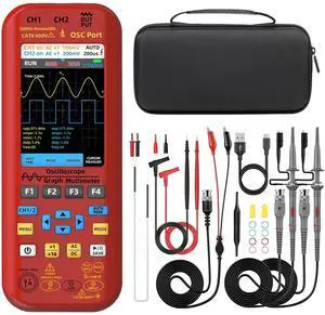 2 Channel Digital Handheld Oscilloscope 50MHz 3.98TFT Oscilloscope Multimeter Signal Generator 3 in 1 Portable Lab Oscilloscope Supports Flexible Coils 20000 Count 250MSa/s Automotive Tester