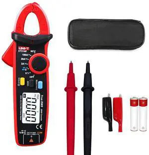 UT210e Mini Clamp Meter & Alligator Electric Clips, AC/DC Amp Meter Clamp Multimeter True RMS 2000 Counts Voltage Tester Continuity Tester Capacitor HVAC Tool