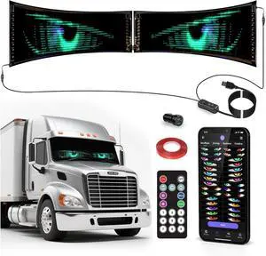Devil Eye Light Sign 14.7×3.6 RGB Dimmable, DIY Dynamic Programmable App & Remote Control, Waterproof IP65 Flexible Silicone Strip Accent Lights for Car Truck SUV Dashboard Windshield, 2Pack