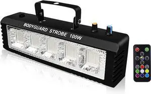 Strobe Stage Lights Sound Activated, Led Strobe Light 100W, Halloween Light Effect with Remote Control, Professional DJ Party Lights for Banquet Host