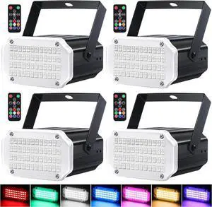 4-Pack Halloween Mini LED Strobe Light, Sound Activated Party Lights 7 Colors Disco Light, Strobe Lamp Flashing Stage Light for Home Room Dance Parties Karaoke Xmas Wedding Outside