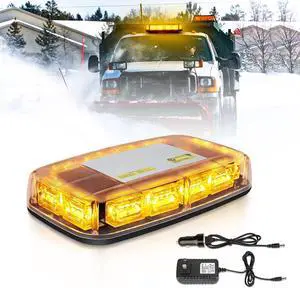 Rechargeable Strobe Light Amber Wireless Battery, 17 Flashing Mode, High Low Brightness, 48pcs Led, Beacon Roof Top Hazard Flash Warning Lights for Vehicles Trucks Snow Plows Postal Mail ATV UTV