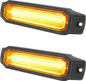 Ultra Thin LED Strobe Lights, Amber Surface Mount Warning Emergency Light Synchronous and Asynchronous Flashing Lights for Vehicles Off Road SUV Trucks Trailer ATV Boat-2PACK